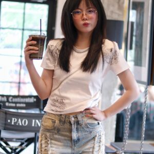 Diagonal Zip Baby Tee