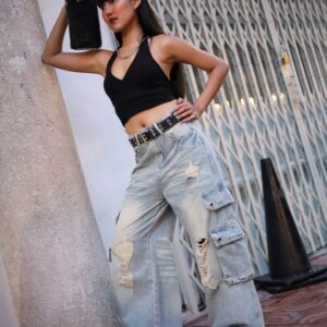 Light Wash Cargo Jeans